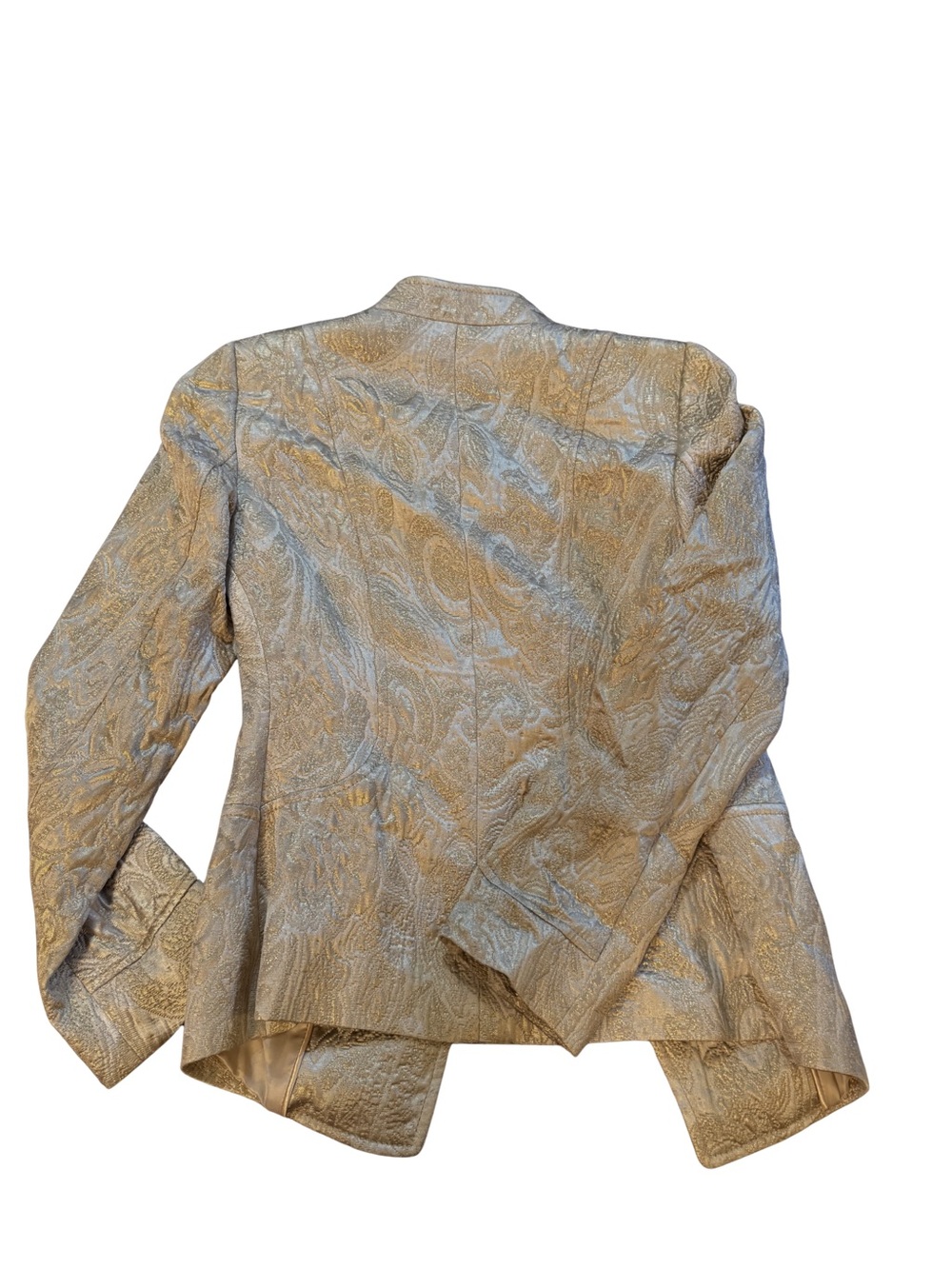 Elegant Metallic Paisley Women’s Jacket - Light Gold - Picture 3 of 8